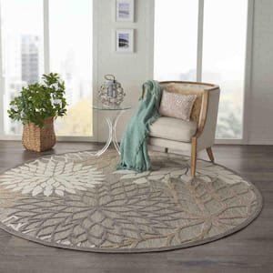 Natural and Gray 8 ft. Round Indoor Outdoor Specialty Area Rug