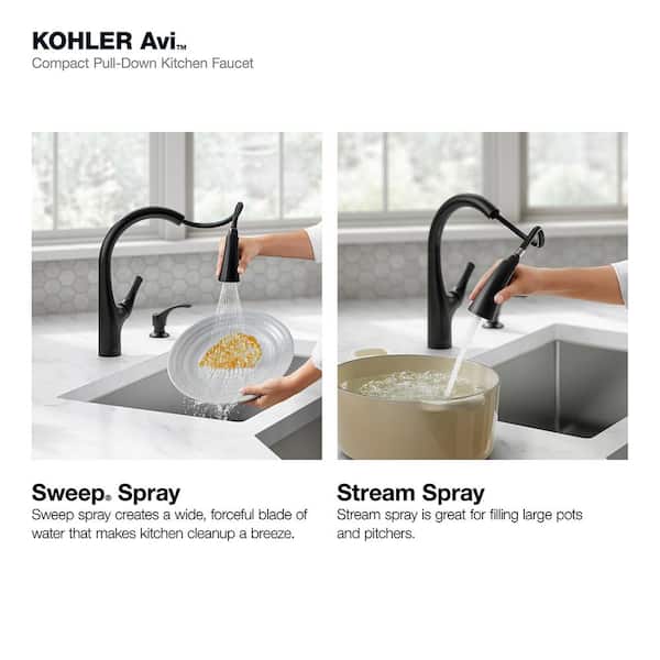 KOHLER Avi Single-Handle Pull Out Sprayer Kitchen Faucet in Matte Black