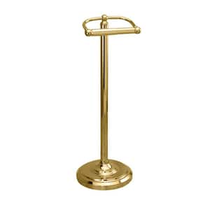 Double Post Toilet Paper Holder in Polished Brass
