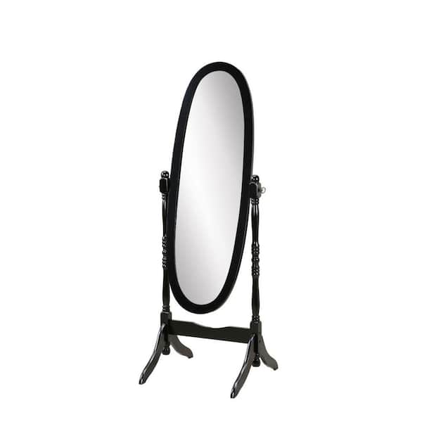 Anky Black Traditional Queen Anna Style 22.5 in. W x 59.25 in. H Oval Wood Floor Cheval Mirror