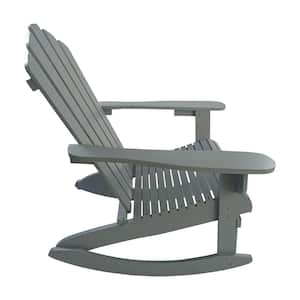 Gray Wood Adirondack Reclining  Outdoor Rocking Chair
