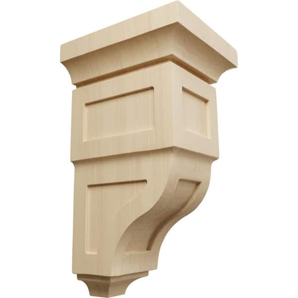 Ekena Millwork 6 in. x 12 in. x 6-3/4 in. Rubberwood Large Reyes Wood Corbel
