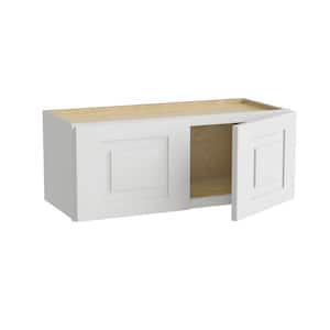 Grayson Pacific White Painted Plywood Shaker Assembled Wall Kitchen Cabinet Soft Close 15 in W x 12 in D x 42 in H