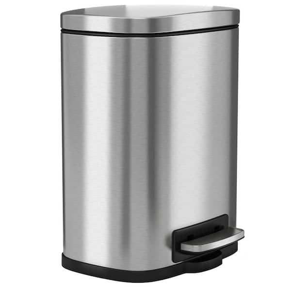 1.3 Gal. / 4.9 l Fire Resistant Stainless Steel Step On Pedal Trash Can with Odor Filter and Removable Inner Bucket