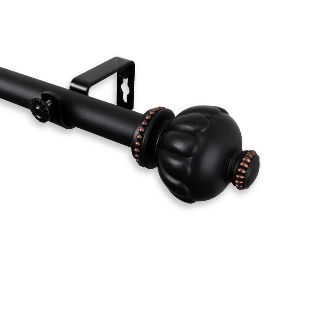 28 in. - 48 in. Telescoping 1 in. Single Curtain Rod Kit in Black with Selma Finial price history on PriceWatchPro