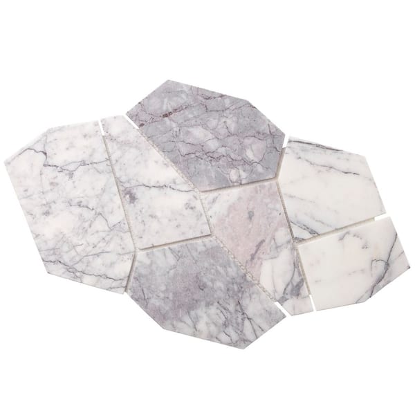 Countryside Organica Lilac 4 in. x 0.39 in. Tumbled Marble Mosaic Floor and Wall Tile Sample
