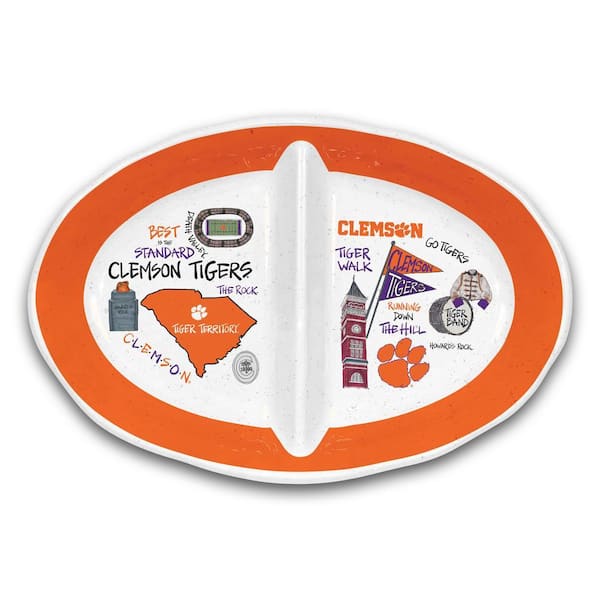 Clemson 16.5 in. Assorted Colors 2 Section Melamine Serving Platter