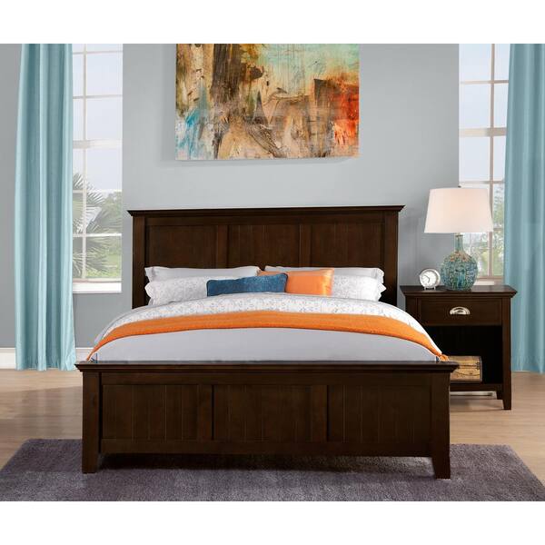 Simpli Home Acadian Dark Tobacco Brown Queen Bed Frame