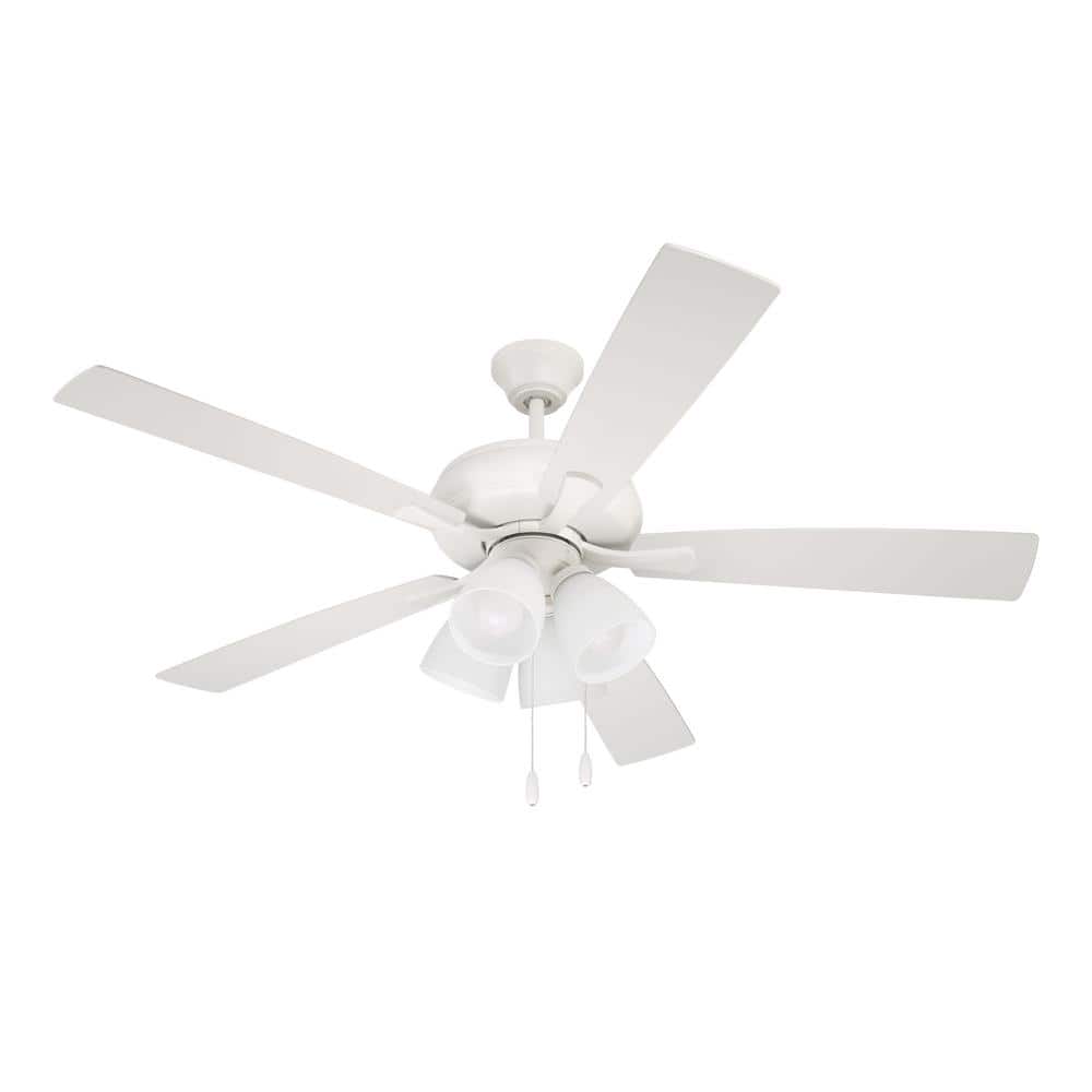 Eos 52-Inch White and Washed Oak Ceiling Fan with LED Lights