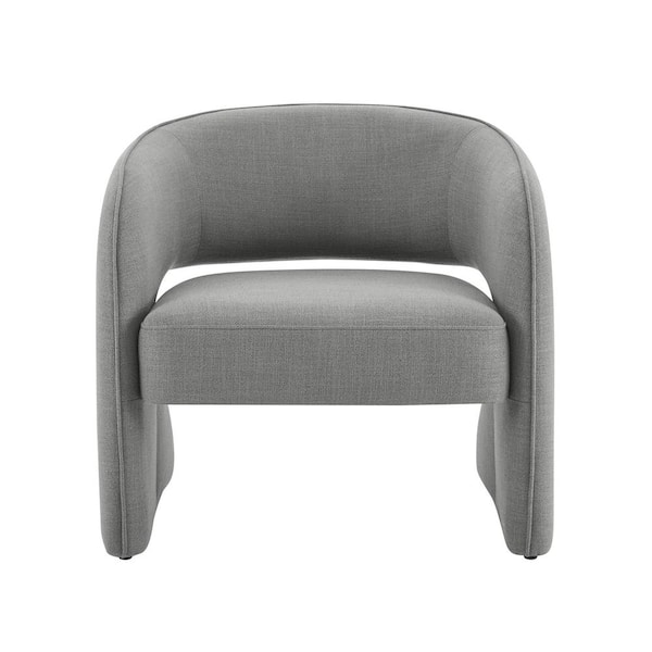 Spruce & Spring Emily Gray Fabric Modern Accent Chair with Open Back Upholstered Armchair for Living Room or Bedroom