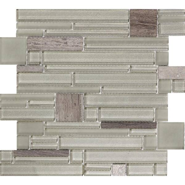 EMSER TILE Entity Vigor Glossy 11.81 in. x 11.81 in. x 8mm Glass Mesh-Mounted Mosaic Tile (0.97 sq. ft.)