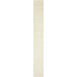 Solid Shag Pure Ivory 20 ft. Runner Rug