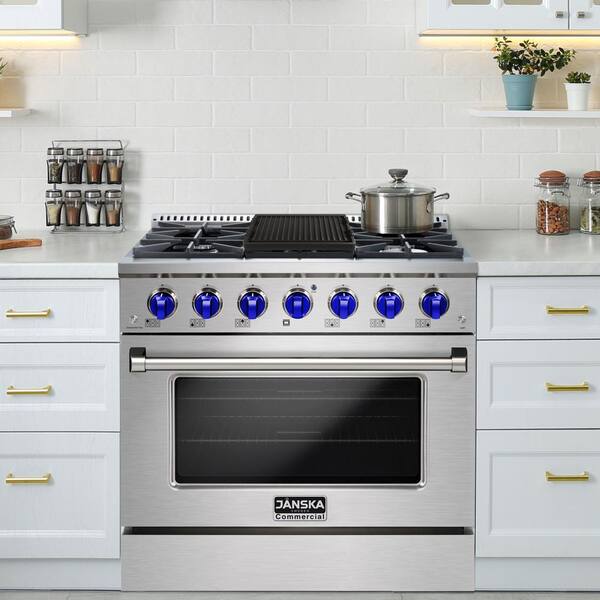 Mueller 36 5.2 Cubic Feet Smart Freestanding Convection Range Mueller Home Color Finish Silver