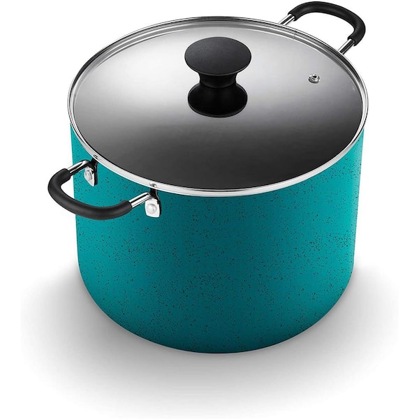 Cook N Home Nonstick Stockpot with Lid, 10.5 Quarts, Turquoise