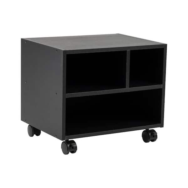 2-Tier MDF 4-Wheeled Rolling Printer Utility Cart 16 in. L x 12 in. W x 13.75 in. H, Black