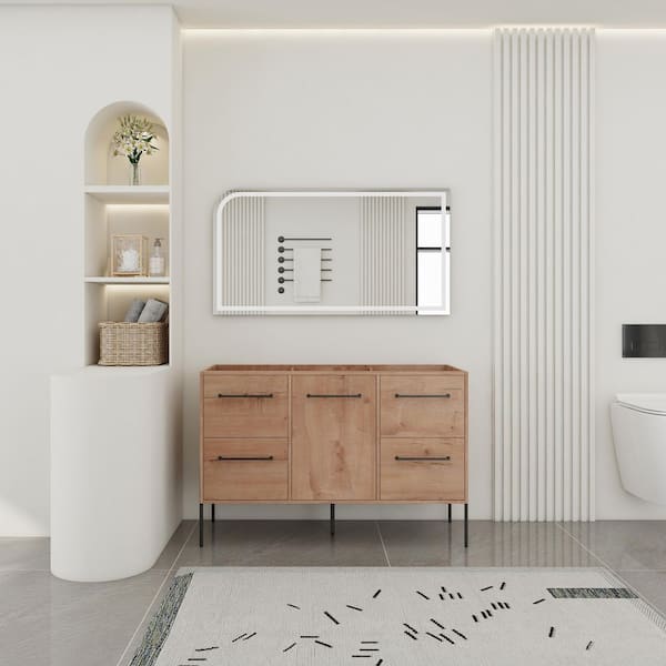 Joel 46.88 in. Bath Vanity Cabinet without Top in Imitative Oak with Soft-Close Door and 4 Drawers