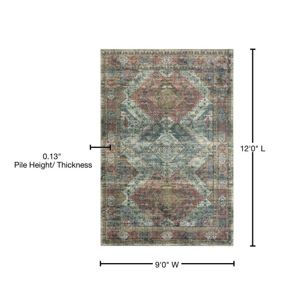 Skye Oriental Blue 9' x 12' Wool & Synthetic Easy-Care Area Rug