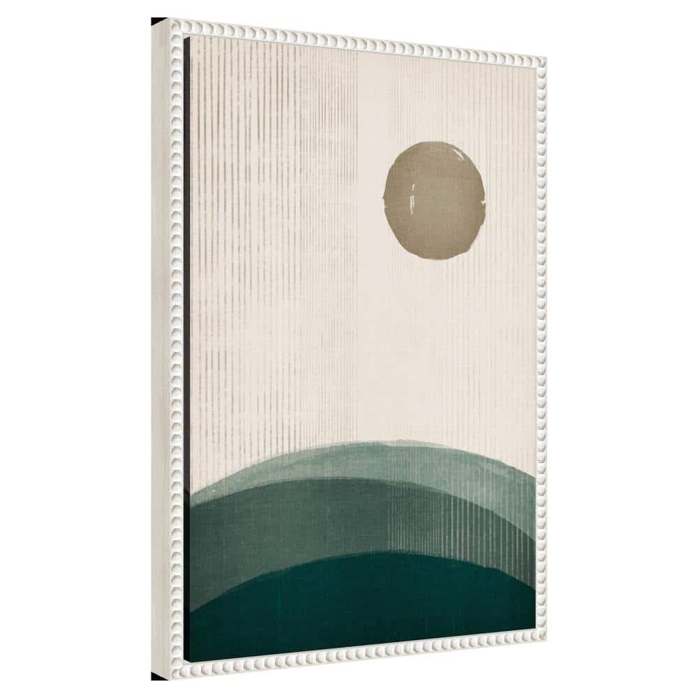 Modern Abstract Landscape Canvas Art with White Beaded Frame