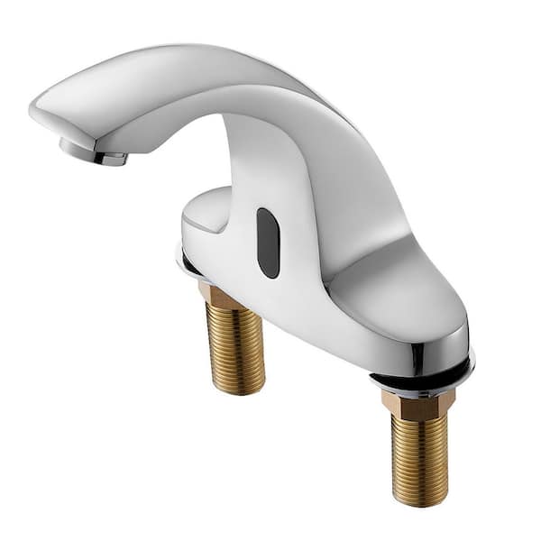 Touchless Bathroom Sink Faucet, Motion Sensor, Cold Water Plate, Battery for 9/16 in. Pipe, Commercial Lavatory, Chrome