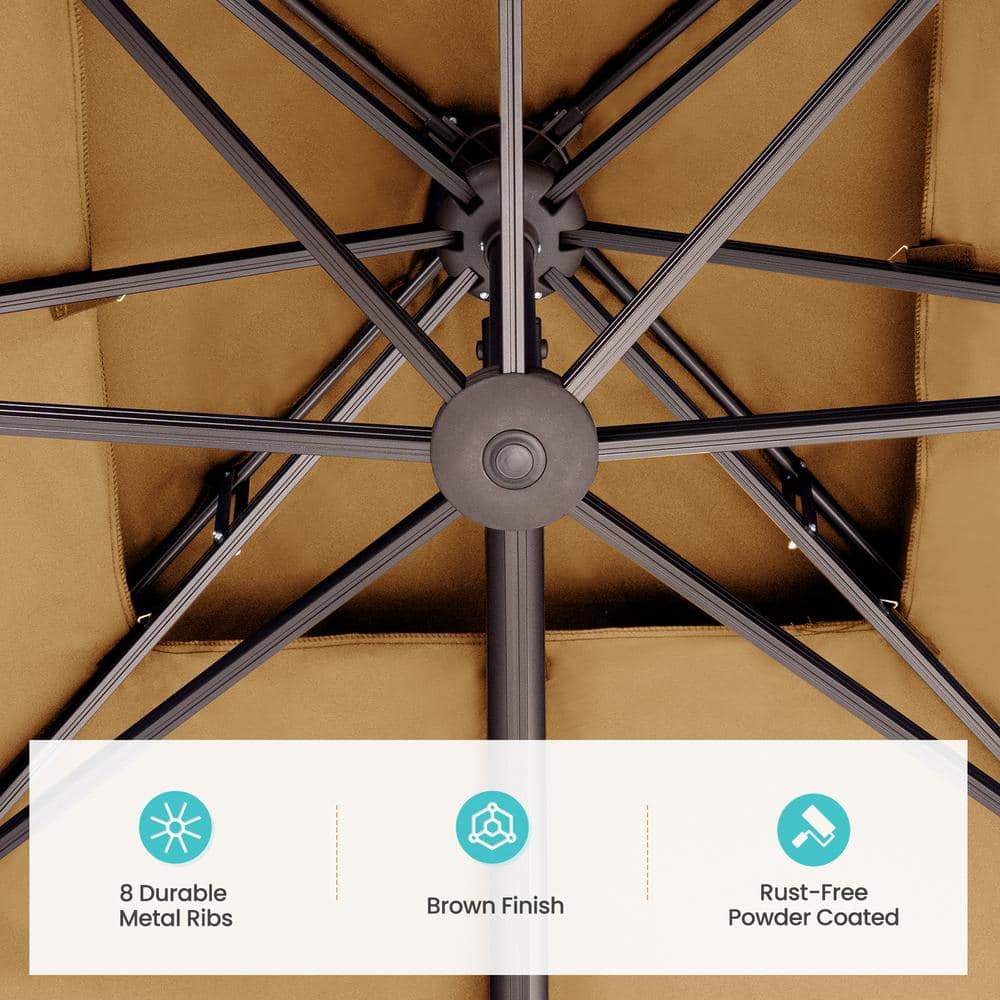 11 ft. Tan Square Cantilever Patio Umbrella with Metal Pole
