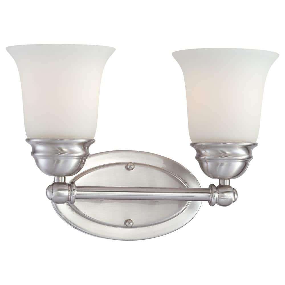 Bella 2-Light Brushed Nickel Vanity Light with Frosted Glass