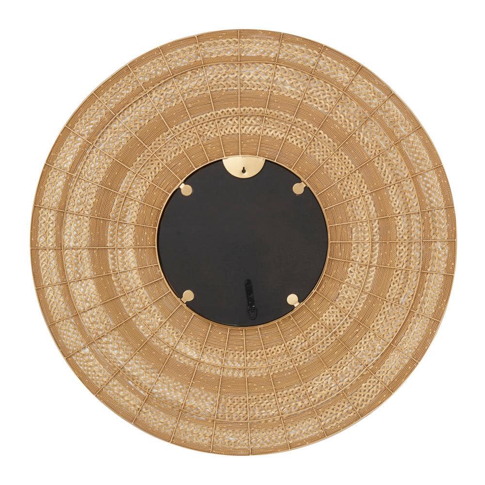 Gold Sunburst Round 40" Metal Wall Mirror