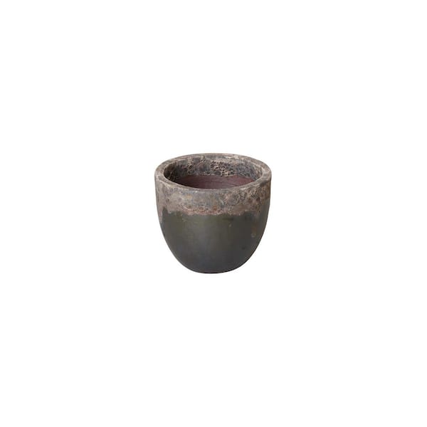 Emissary 9 in. L x 8.5 in. H Reef/Teal Ceramic Round Planter with Drainage Hole