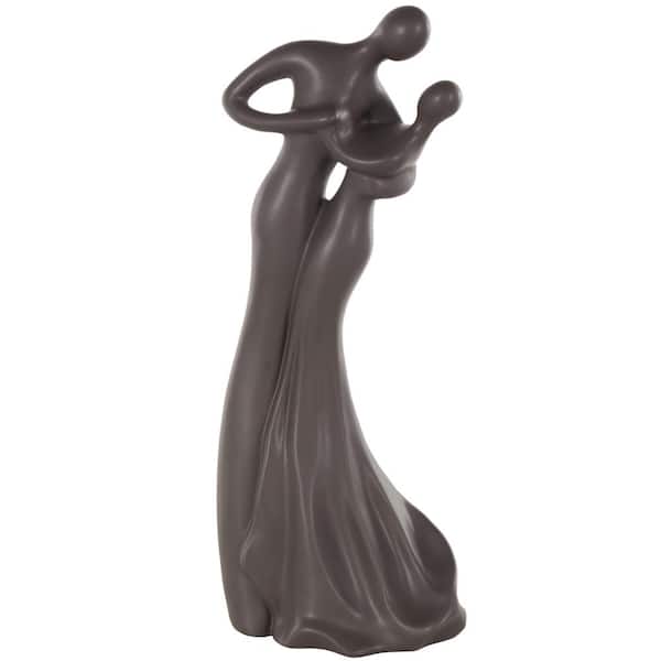 Litton Lane Black 7 in. x 18 in. Ceramic Dancing People Sculpture