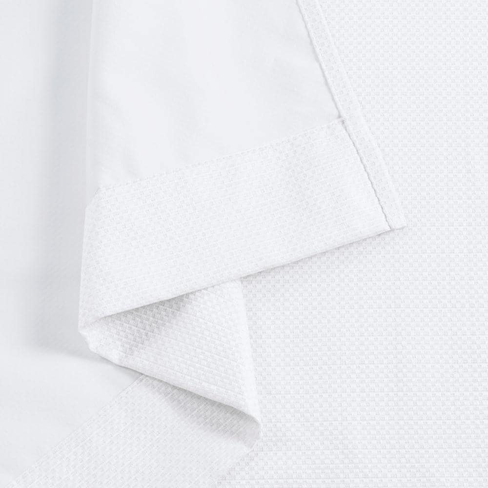 White Basketweave Room Darkening Curtain Panel Pair