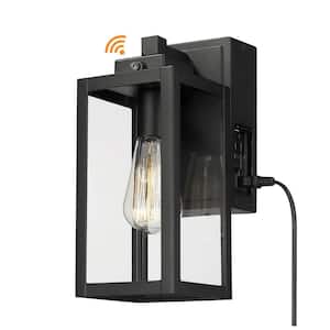 1-Light Black Aluminum Dawn Outdoor Hardwired waterproof outdoor Wall Lantern Sconce with No Bulbs Included