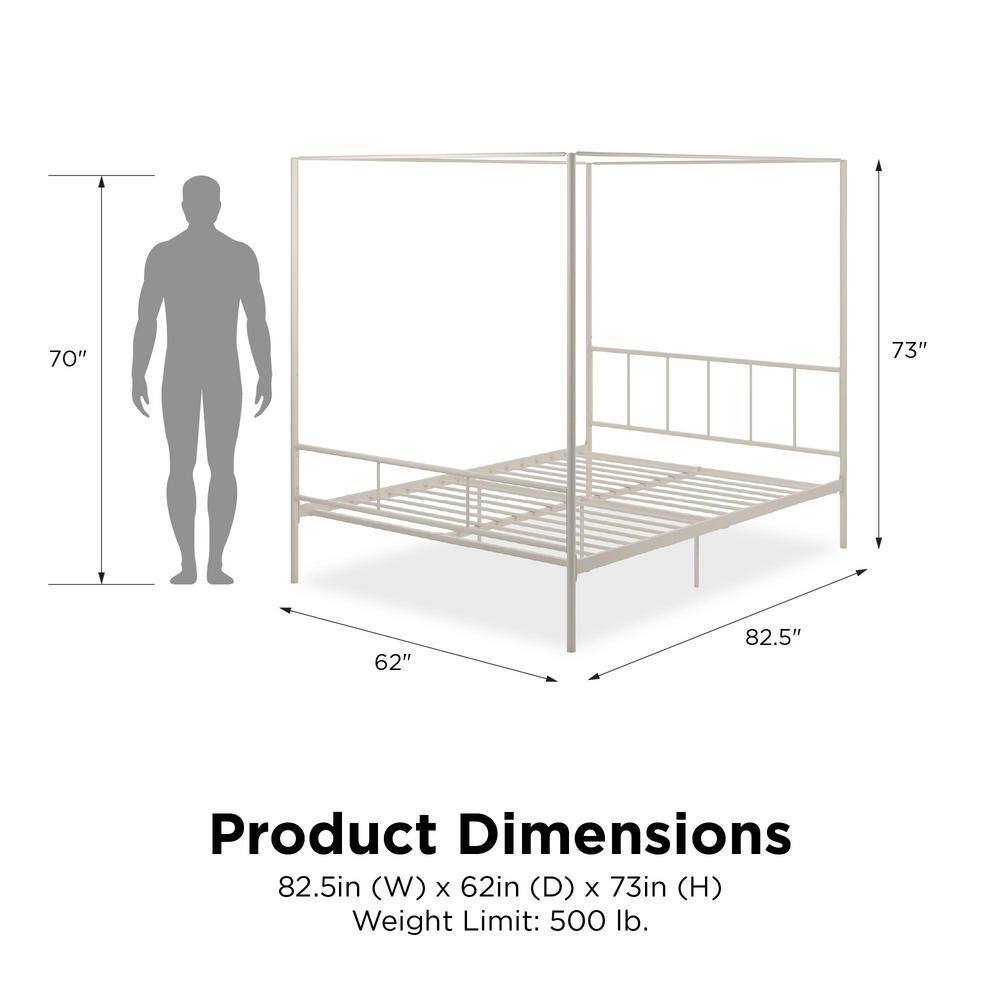 Marion Queen White Metal Canopy Platform Bed with Headboard