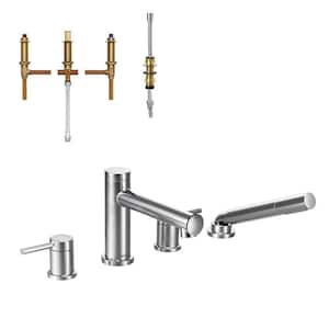 Align 2-Handle Deck Mount Roman Tub Faucet with Handshower in Chrome (Valve Included)