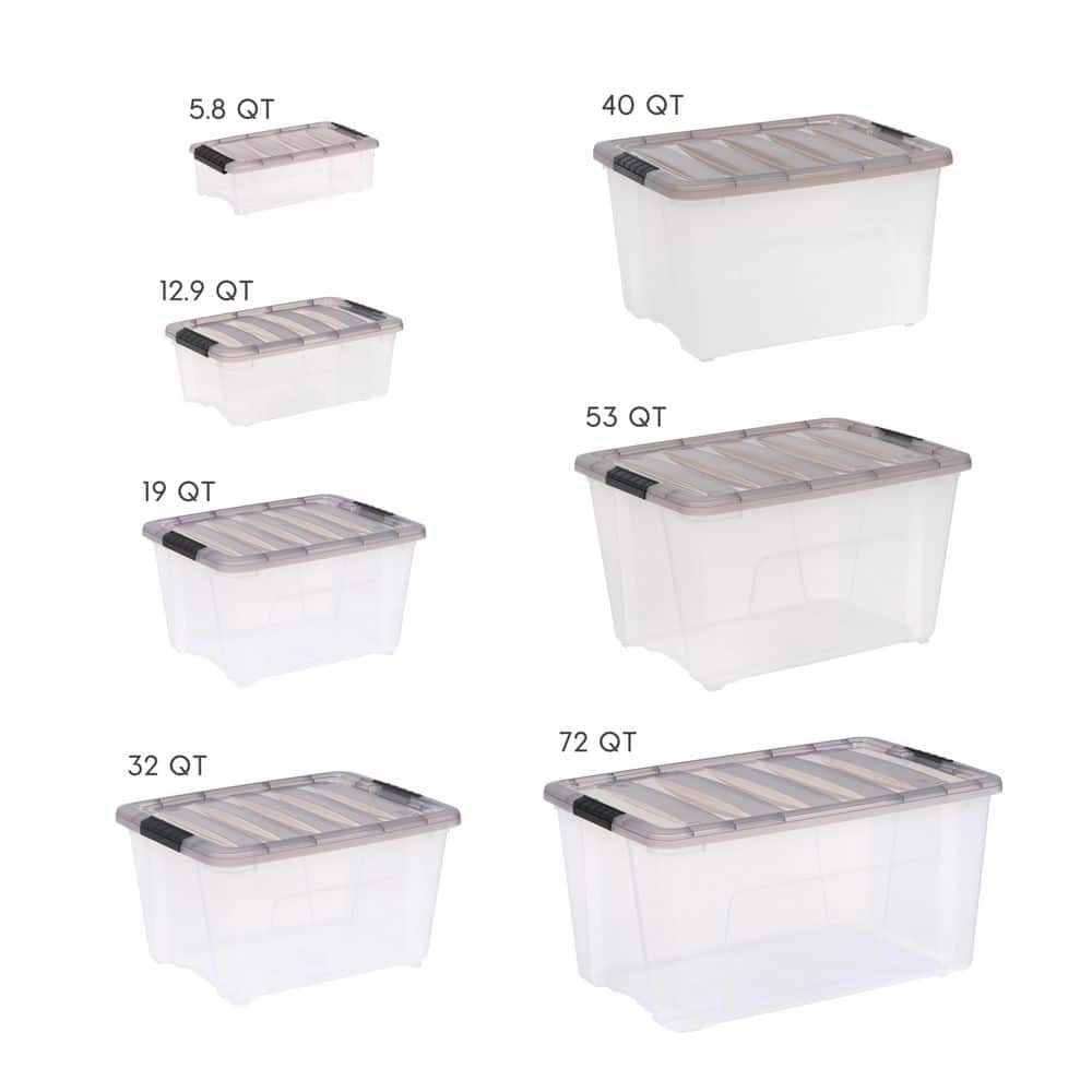 Clear Stackable Plastic Storage Box with Latching Lid, 5 Qt.