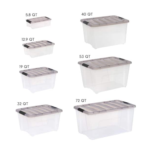 Iris USA 6 Quart Stack & Pull Clear Storage Box, Gray, 12 Pack