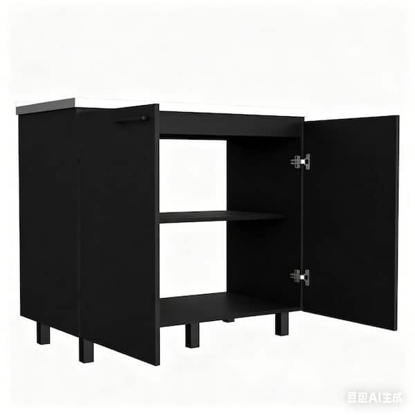 39.37 in Single Bowl Drop-In Kitchen Sink with Storage Cabinet, Stainless Steel Countertop, Interior Shelf