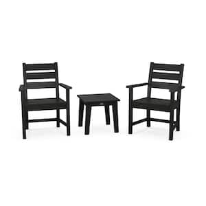Grant Park Black 3-Piece Plastic Arm Chair Outdoor Bistro Set