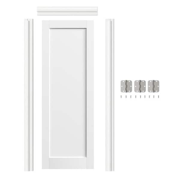 28 in. x 80 in. 1 Panel, White Primed, Composite Prehung Interior Door Left-Handed with Door Jamb and Hardware Kit
