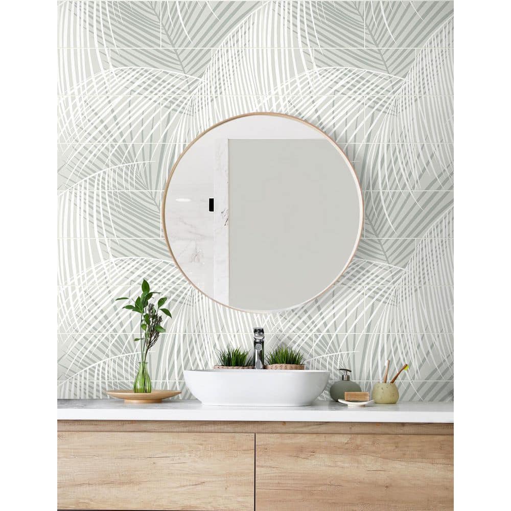Luxe Haven Sea Salt Palm Tile Peel and Stick Wallpaper