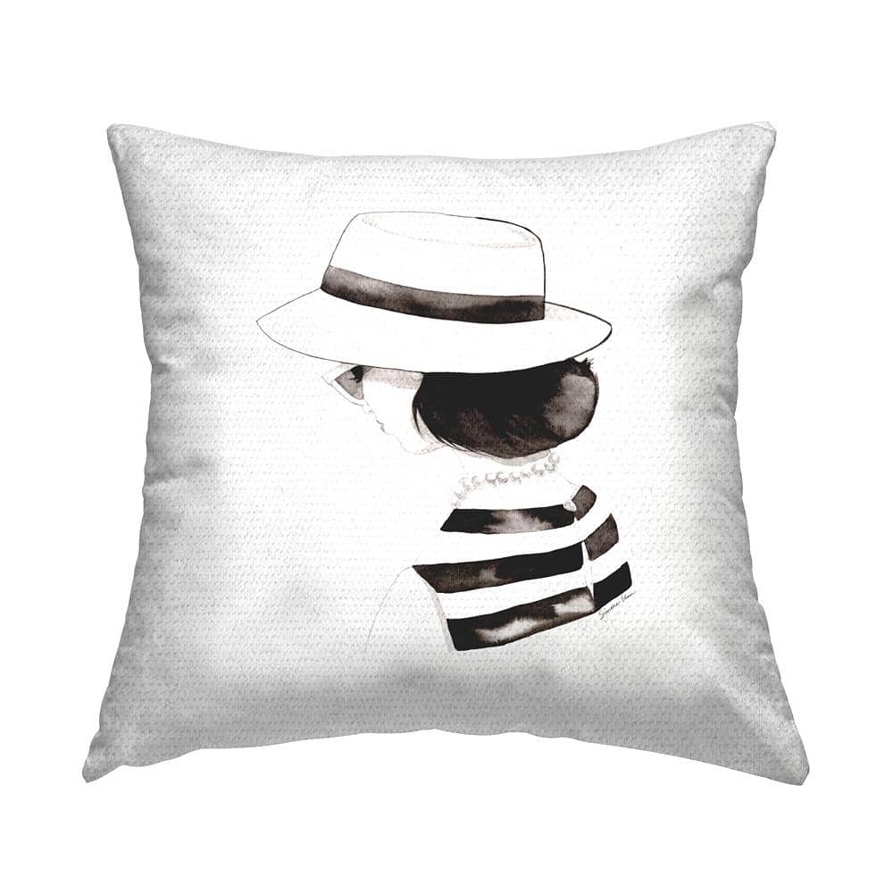 Classic Pears Girl Portrait Black Square Outdoor Throw Pillow price history on PriceWatchPro