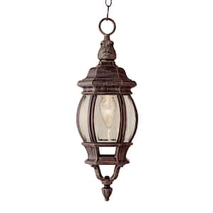 Parsons 1-Light Rust Outdoor Hanging Pendant Light with Clear Glass
