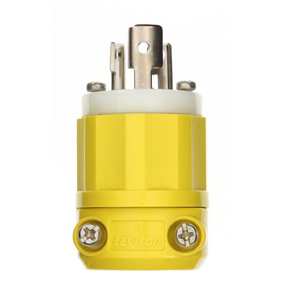 Leviton 15 Amp 125-Volt NEMA L5-15P 2-Pole 3-Watt Locking Plug Industrial Grade Grounding Corrosion Resistant, Yellow-White -  47CM-20C