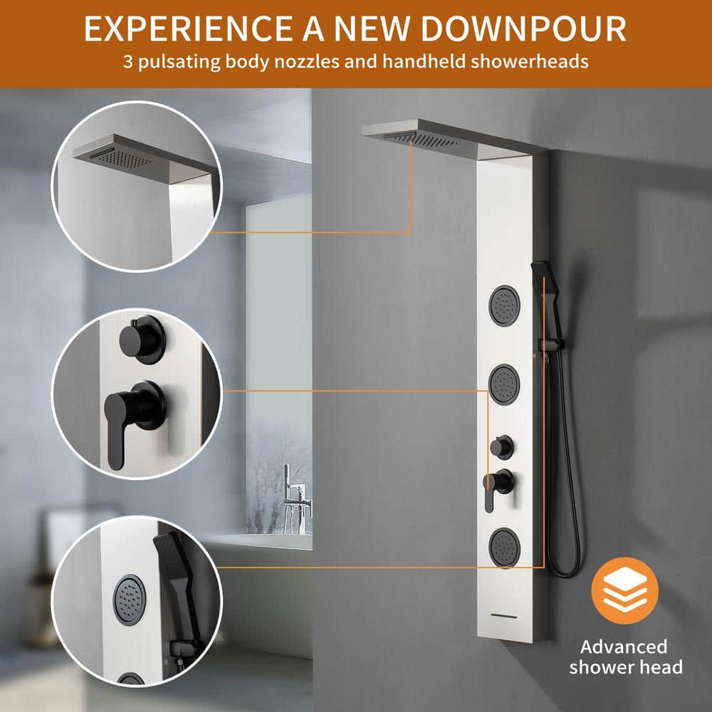 Black Nickel 57.99'' Shower Panel with Rainfall and Body Jets