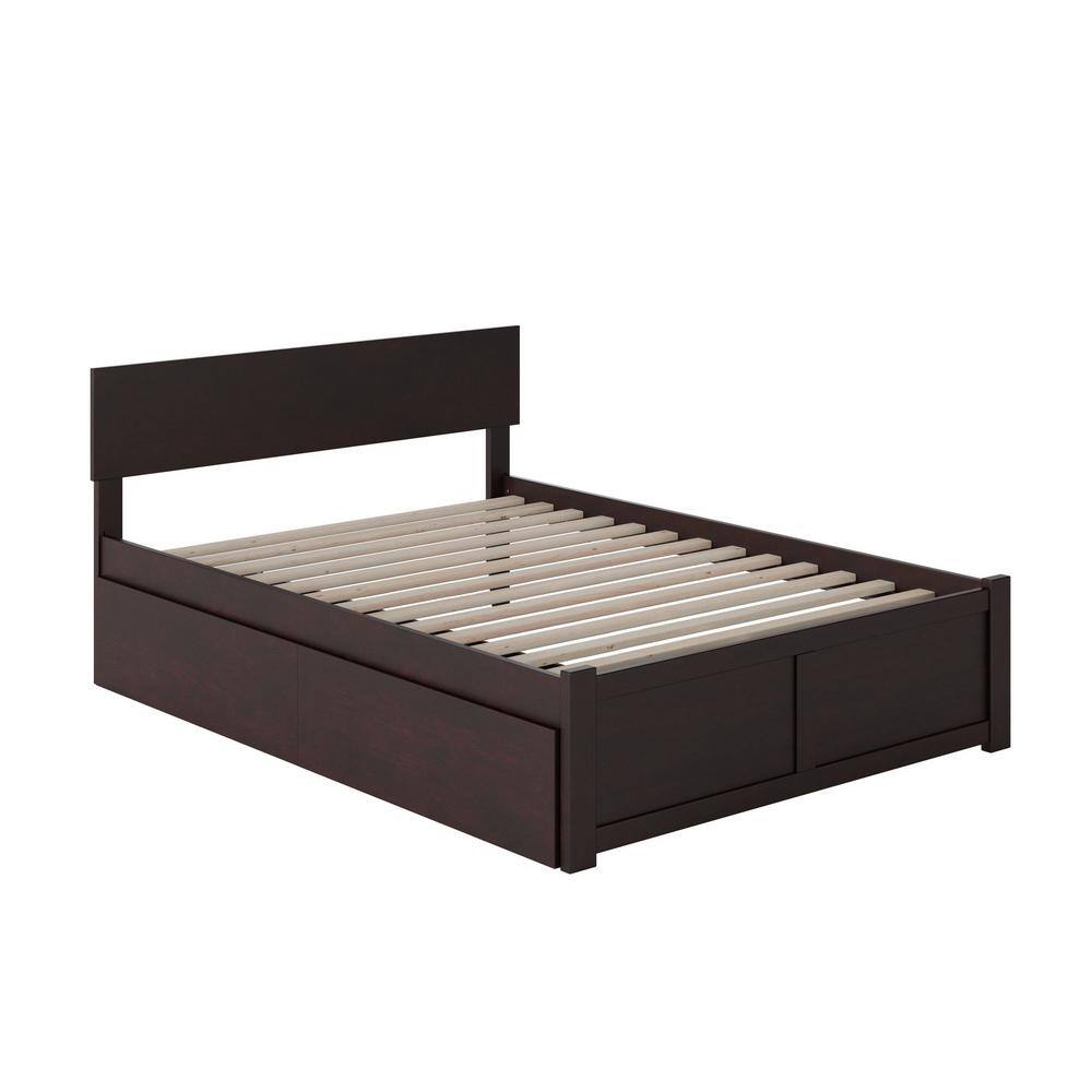 Orlando Dark Stained Wood Full Platform Bed with Storage