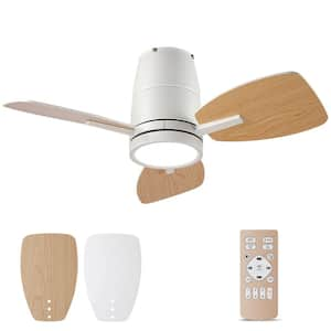 30 in. Indoor LED White Ceiling Fan with Light and Remote, Reversible Blades and Quiet DC Motor for Home Office