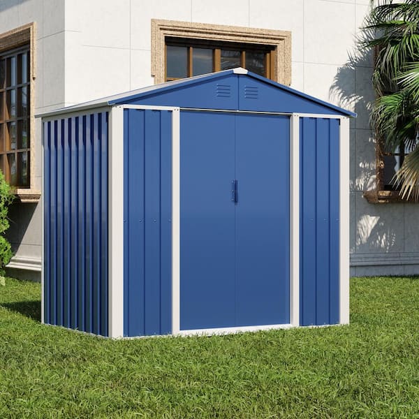 6 ft. x 4 ft.waterproof Metal Outdoor Garden Storage Shed,64 in. W x 72 in. H x 47 in. D,Freestanding Cabinet in Blue