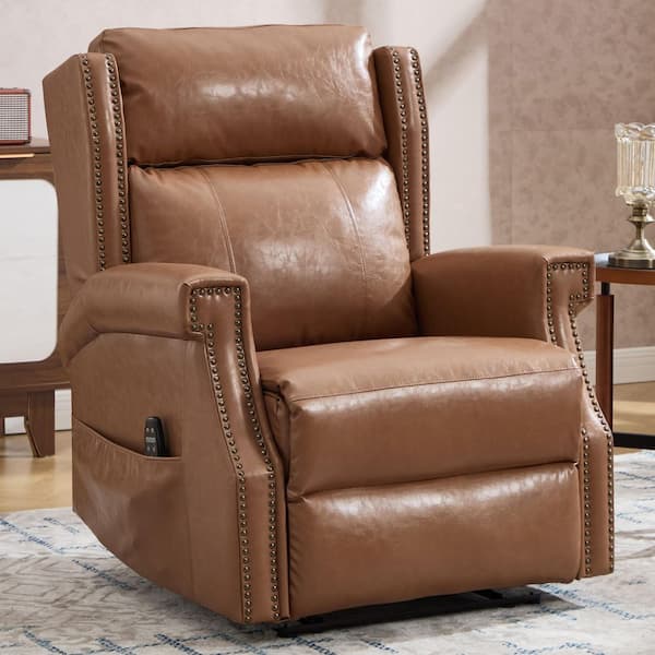 aisword Chestnut Brown High-End Leather Manual Recliner Chair with