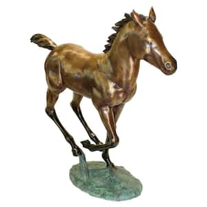 41 in. H Galloping Horse Foal Cast Bronze Garden Statue