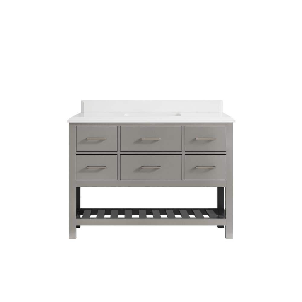 Parker 48 in. W x 22 in. D x 36 in. H Bath Vanity in Elephant Gray with Cove Edge White Quartz Top price history on PriceWatchPro