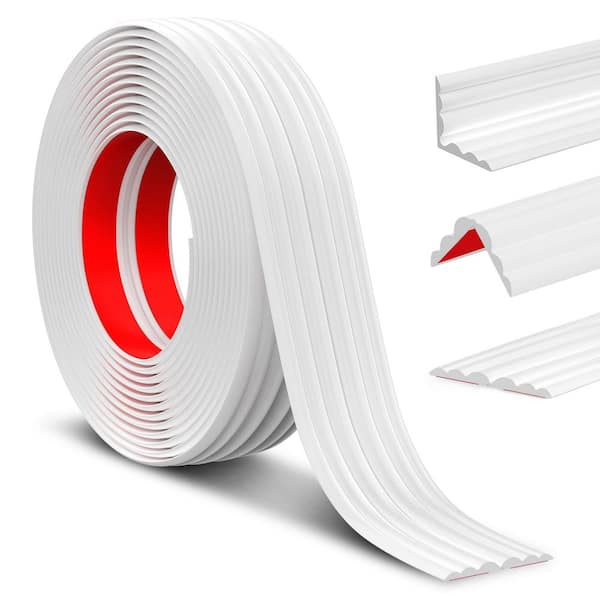 1.6 in. x 20 ft. Rubber Plastic White Drywall Corner Bead, Corner Guard Edge Protector Inside Outside for Edge Ceiling