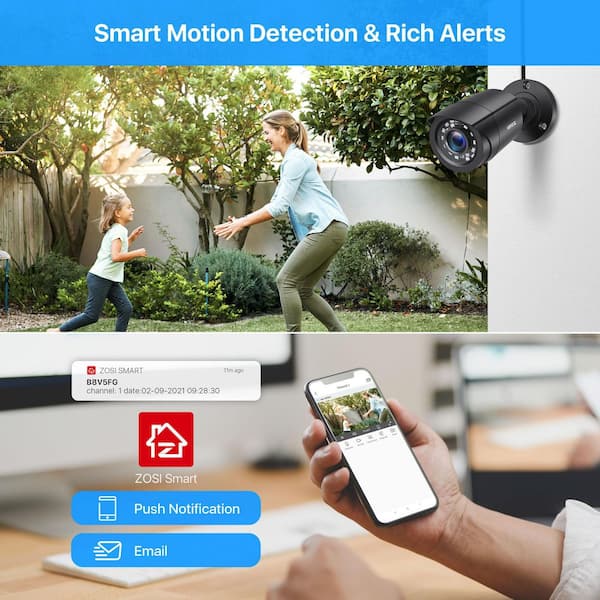 8-Channel 5MP-Lite 2TB DVR Surveillance System with 8-Wired 1080p Bullet Cameras
